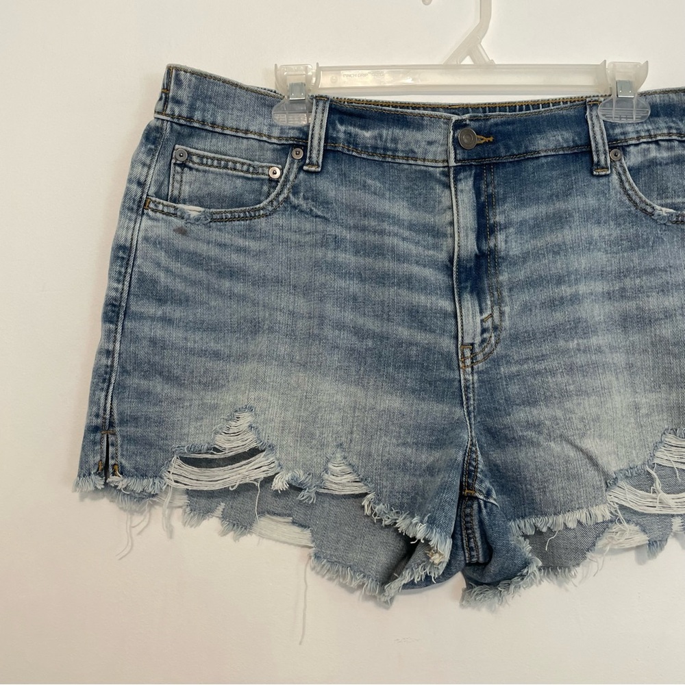 AERIE AMERICAN EAGLE Daydream Denim Short Light Wash Distressed Ripped Mid Rise? - Picture 6 of 14